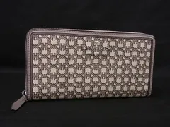 ■美品■ kate spade ケイトスペードWLRU6295 リンク  PVC×レザー スペード ラウンドファスナー 長財布 アイボリー系 DL8150