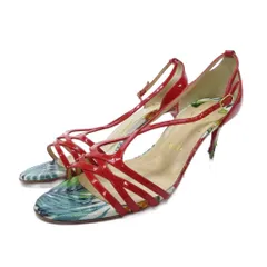 クリスチャンルブタン Christian louboutin サンダル シューズ ハイヒール レザー 37.5 24.5cm 赤 レッド 0828 IBO79