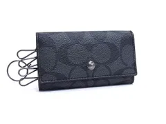 COACH コーチ F26104 シグネチャー レザー 5連 キーケース 鍵入れ レディース メンズ ブラック系 DL8035