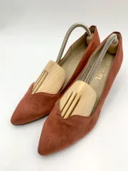 Le Talon ルタロン Vカット フェイクスエード パンプス size24.5/赤 ■■レディース
