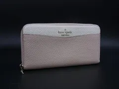■美品■ kate spade ケイトスペード WLR00402 レザー ラウンドファスナー 長財布 ウォレット グレージュ系×アイボリー系 DL9304