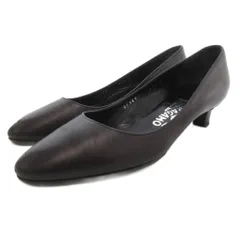 サルヴァトーレフェラガモ Salvatore Ferragamo パンプス 5.5 23cm シューズ ラウンドトゥ ローヒール レザー 本革 黒 ブラック /AE