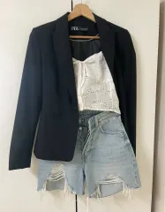 ZARA ザラ ベーシック ブレーザー ブラック ジャケット アウター