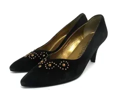 YVESSAINTLAURENT イヴサンローラン スエード ヒール パンプス サイズ35 1/2 (約22.5cm) 靴 シューズ レディース ブラック系 DL9972