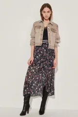 BERENICE ベレンス レーヨン100% ISTJ VENDING MACHINE Ver.シャーリング フラワーシフォン スカート ロング丈スカート