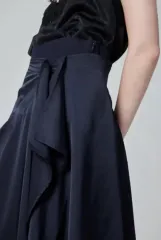21 ハンサム システム SYSTEM フリル サテン ロング スカート スカート アシンメトリー ドレープ