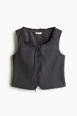 25年 H&M フリルネック ベスト ベスト リボン レイヤード ビスチェ