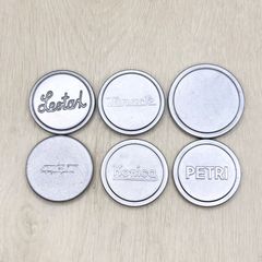 Leotax Tanack Konica PETRI など メタルレンズキャップ 6個 まとめ売り シルバー 銀色 オールドレンズ レンズキャップ 被せ式 カブセ式 前玉保護 カメラアクセサリー 80223-891