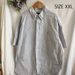 【XXL】海外古着　Ralph Lauren　半袖シャツ　ストライプ　大きいサイズ　ゆったり