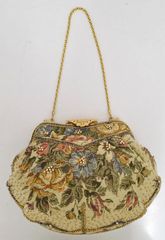 RARa】インド製 がま口ビーズバッグ ゴブラン調 総刺繍 レトロ