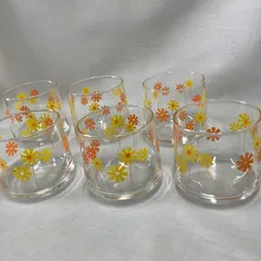 レトロポップ　アデリア　ミニグラス　6個セット　アリス　石塚ガラス　花柄　T334