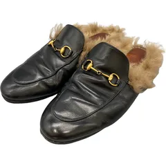 GUCCI プリンスタウン　ホースビット　レザー リアルファー ブラック スリッポン