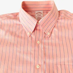 【16-36/37】Brooks Brothers (ブルックスブラザーズ) ポロカラーBD(ボタンダウン)シャツ ストライプ Traditional Fit ポケット付 ノンアイロン 長袖 メンズ