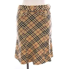 バーバリーブルーレーベル BURBERRY BLUE LABEL スカート ひざ丈 ノバチェック ウール 36 ベージュ 黒 赤 FLF47-582-43 /YM