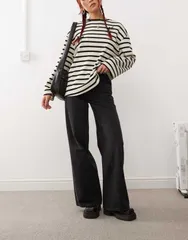 リクレイム ヴィンテージ レディース ボトムス デニムパンツ ワイドレッグ ジーンズ Reclaimed Vintage 88 wide leg jeans Black ブラック