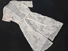 MERCURYDUO マーキュリーデュオ 花柄刺 シアー ロング カーディガン sizeF/白ｘグレー ■◇ レディース