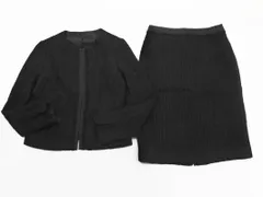 COMME CA ISM コムサイズム ツイード ノーカラー セットアップ ジャケット スカート スーツ size9/黒 ◇■ レディース