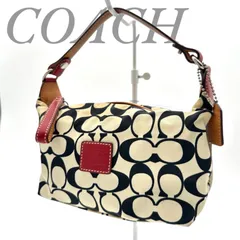 【B4685】 COACH コーチ ミニ ハンドバッグ アクセサリーポーチ シグネチャー ベージュ レディース ナイロン チャームタグ レザー