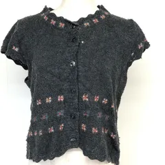 [値下げ交渉歓迎] Albina アルビナ レトロ 刺繍 ニットベスト グレー 日本製 B-260