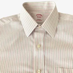 【15-34】Brooks Brothers(ブルックスブラザーズ) レギュラーカラーシャツ ストライプ ノンアイロン スーピマコットン ポケット付 メンズ