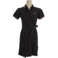 フレッドペリー FRED PERRY ポロ ワンピース 半袖 ドット ブラック M ■GY12
