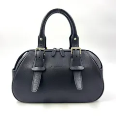 BURBERRY ライナー ノヴァチェック ミニボストン レザー ブラック ハンドバッグ シルバー