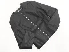 ZARA ザラ フェイクレザー スナップボタン ノーカラー ジャケット sizeXS/黒 ◇■ レディース