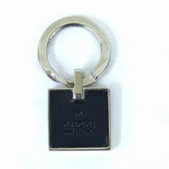 GUCCI グッチ ロゴプレートキーリング キーホルダー ブラック シルバーカラー イタリア製