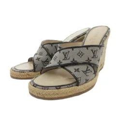 ルイヴィトン LOUIS VUITTON サンダル ウェッジソール エスパドリーユ モノグラム 38 ベージュ /FF ■GY62