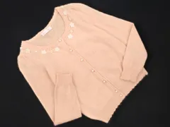 PRIME PATTERN プライムパターン アンゴラ混 パールボタン フラワーモチーフ ニット カーディガン ピンク ◇■ レディース