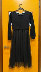 A【A30-08】◇ COTORICA.　Fサイズ　チュールスカートワンピース　黒色