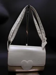 Kitamura キタムラ レザー ハート セミショルダー バッグ 白ｘベージュ ■■ レディース