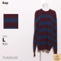 美品 Gap ギャップ ニットセーター　長袖　ミックスニット　ボーダー柄　リブ裾　シンプル 　レッド　ブルー　 【TCA252-00】 送料無料　古着　レディース