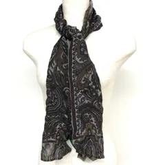 [値下げ交渉歓迎] ラルフローレン シルク ストール ペイズリー 花柄 ブラウン 124cm　グレー系 ロングストール B-269