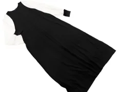 SHIPS シップス ウール混 切替スリーブ ロング ニット ワンピース sizeM/白ｘ黒 ◇■ レディース