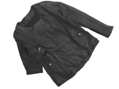 SHIPS シップス 本革 レザー ノーカラー ライダース ジャケット size38/黒 ◇■ レディース