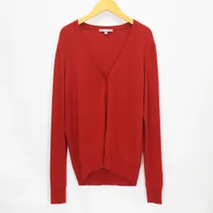 UNIQLO ユニクロ エクストラ ファインメリノウール Vネック カーディガンレディース L レッド 長袖 トップス 251-151946 (54-09) _
