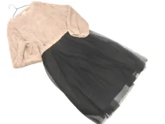 earth music&ecology アースミュージック＆エコロジー チュール ドッキング ワンピース sizeF/黒ｘベージュ ◇■ レディース