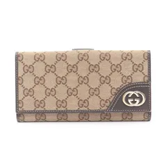 グッチ GUCCI 二つ折り長財布 インターロッキングG GGキャンバス 181593 ベージュ キャンバス レザー インターロッキングG Wホック長財布 レディース Used B