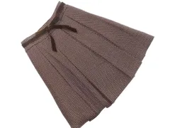 KUMIKYOKU 組曲 ウール混 総柄 ウエストリボン付き プリーツ スカート size2/ブラウン ◇■ レディース