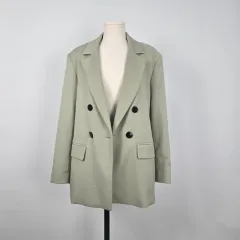 0107 ZARA ザラ ダブル ボタン オーバーサイズ ジャケット ミント XS
