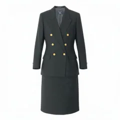 83b23【美品】Burberrys バーバリーズ スカートセットアップ テーラードジャケット タイトスカート 金ボタン 13サイズ グレー ウール100％ レディース 女性用u02t