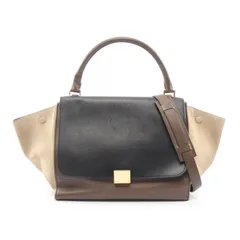 セリーヌ CELINE ハンドバッグ トラペーズ ミディアム 169542 ブラック/ベージュ/ブラウン レザー スウェード トラペーズ ミディアム 2wayハンド レディース Used B