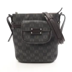 ロエベ LOEWE ショルダーバッグ アナグラム ダークブラウン PVCコーティングキャンバス レザー アナグラム ショルダーバッグ レディース Used B