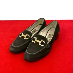 極 美品 Salvatore Ferragamo サルヴァトーレフェラガモ ガンチーニ ロゴ 金具 スウェード レザー 本革 ローファー ブラウン 89685