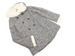 MAJESTIC LEGON マジェスティックレゴン ツイード フェイクファー フード コート sizeS/黒 ◇■ レディース