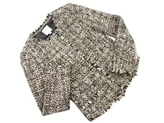 MK KLEIN+ エムケークランプリュス ツイード ノーカラー ジャケット size38/白ｘ黒 ◇■ レディース