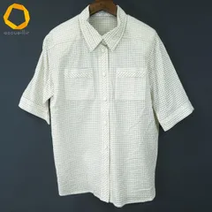 #s レリアン Leilian シャツ ブラウス 11 白 ベージュ ギンガムチェック 半袖 コットン スイス製生地 日本製 レディース [957446] k01