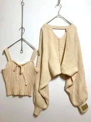 one after another NICE CLAUP ナイスクラップ ボレロニットキャミセット アンサンブル カーディガン sizeF/ピンクベージュ ◇■レディース