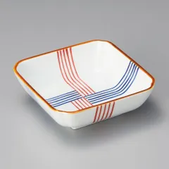 染付赤呉須十草格子木甲角トンスイ（有田焼）